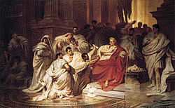 恺撒之死
恺撒对着布鲁图斯惊呼：“吾儿，...