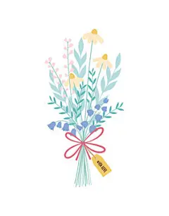 图源免费EPS |带有花束的卡通贺卡