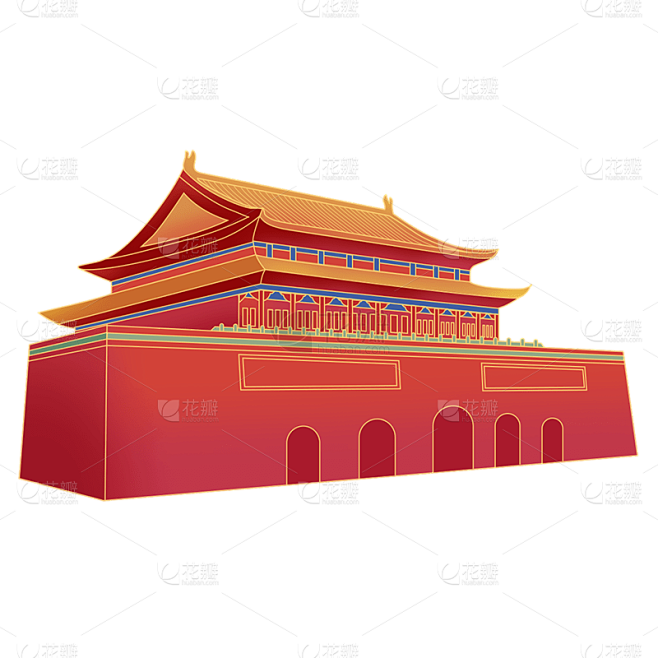 中国风国庆节天安门元素贴纸