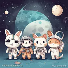 太空小动物_提示词查看_Midjourneyai绘图工具关键词描述词咒语_1024X1024像素-宇航员,可爱,动物,宇宙,太空,卡通-提示词编号:2023112113094547-绘ai-www.ai016.com-素材库-sucai1.cn