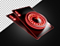 A red and black casino game with a speedometer and arrows.