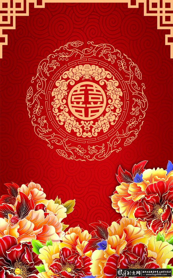 背景素材 婚庆背景PSD 红色喜庆背景 ...