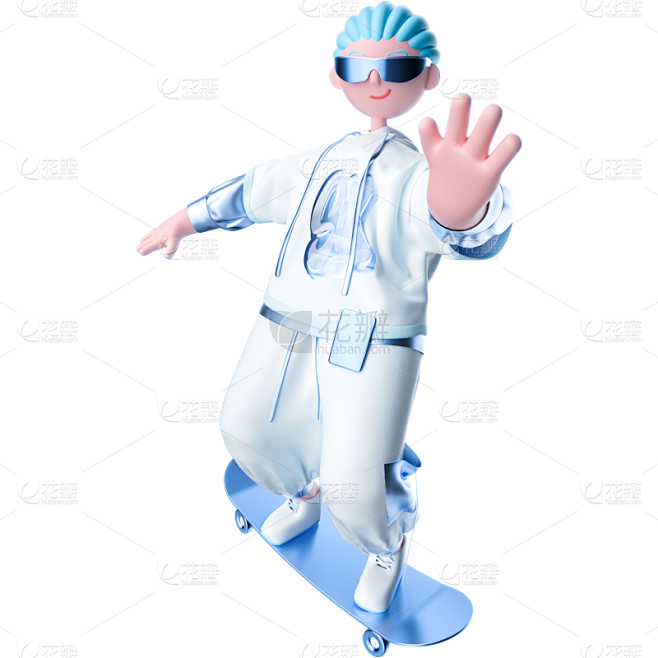 炫酷滑板男孩子招手