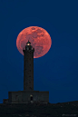The Largest Full Moon & Lighthouse - Syros, Greece