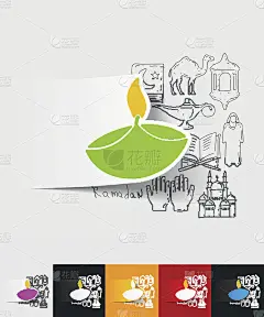 灯纸贴纸与手绘元素
