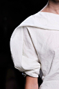 Draped sleeve detail - white dress close up; sculptural fashion details // Bottega Veneta