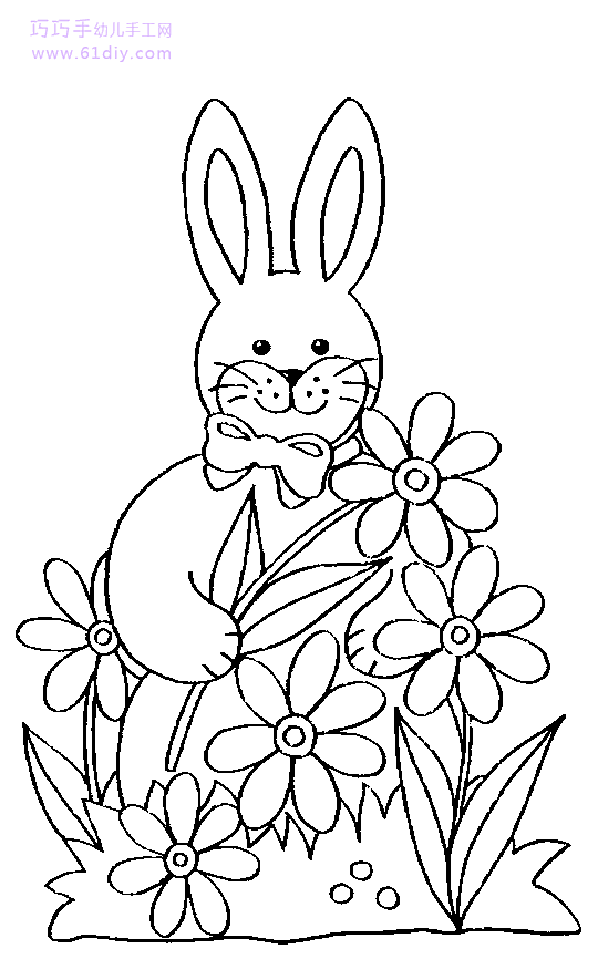 兔子简笔画填色卡