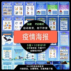 简约疫情常态化新冠防控系列套图社区宣传公益海报模板设计素材-淘宝网
