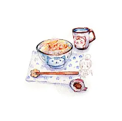 懒人饭~食物能填饱你的肚子~更能治愈你的孤独~-小麦鱼_水彩,手绘,插画,美食,治愈,小清新_涂鸦王国插画