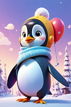 南极企鹅可爱甜心小动物模型图片