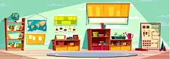 现代幼儿园空室内卡通矢量-杂项矢量Modern Kindergarten Empty Interior Cartoon Vector - Miscellaneous Vectors背景、地毯、卡通,孩子,孩子,上课,教室,概念、设计、教育、小学,空的,设备,家具,插图,内部,孩子,幼儿园,幼儿园,蒙特梭利,没有人,托儿所,教育学,游戏室,学前教育,房间,学校,空间,玩具,矢量 background, carpet, cartoon, child, children, class, classroom, c