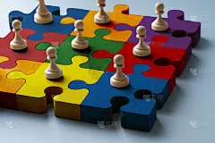 国际象棋对在线战略、团队合作和领导力的商业难题概念