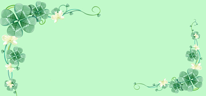 边框简约简单文艺小清新素材广告设计几何花朵树叶树枝线条背景四叶草