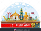 泰国旅游景观元素风景海报