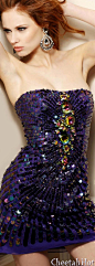 SHERRI HILL - Authentic Designer Shimmering Deep Purple Dress
