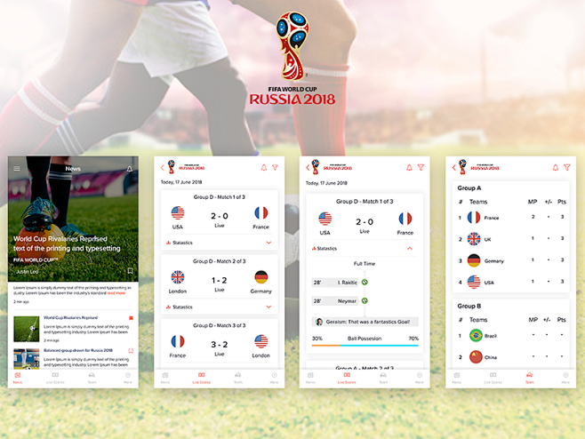 足球线框屏幕设计足球应用程序体育应用程序...