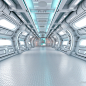 futuristic and futuristic space station inside the train station and corridor, in the style of light gray and cyan, metallic texture, extruded design, light white and light crimson, futuristic victorian, cabincore, studio light