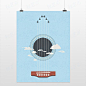 轻艺术 创意插画 吉他战斗机 北欧蓝色图片音乐海报定制装饰画芯-淘宝