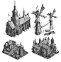 Medival city Concept sketches, Dmitry Bubnov : Concept art for strategy game