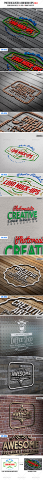 Photorealistic Logo Mock-Ups 木板场景模型素材标志展示模板-淘宝网
