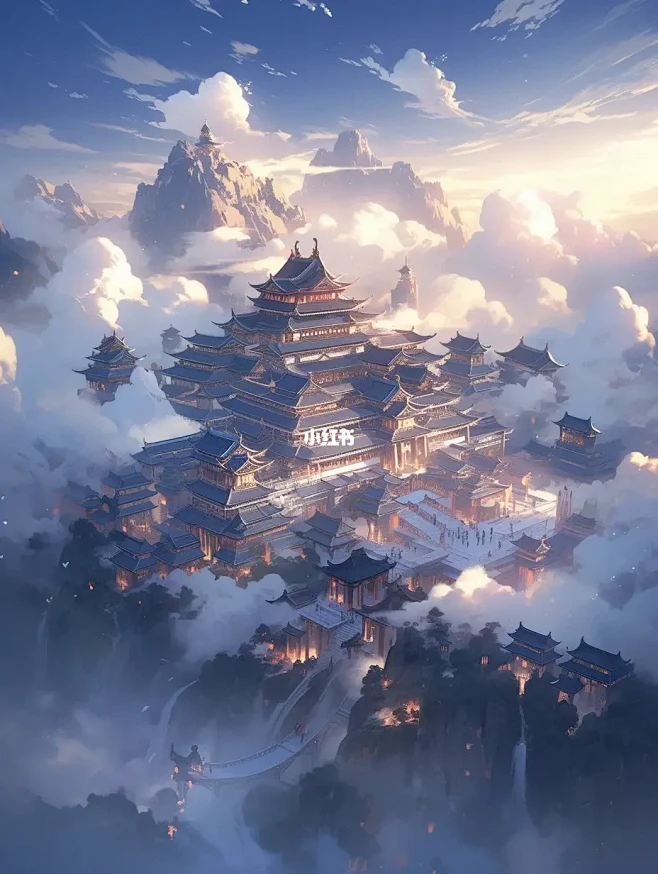Midjourney✨云雾缭绕的仙境古风...