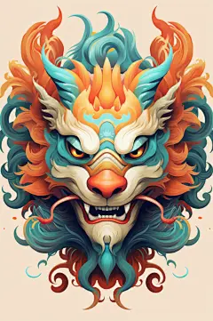 AI数字艺术龙年龙头中国龙插画元素-众图网