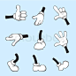 米奇手 ai插画手势参考 Stock vector of 'Cartoon hands and legs vector set for animation, illustration of comical hand in glove,'
