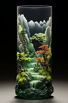 创意山川艺术潮流杯子玻璃杯图片模型