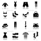 黑色衣服图标设置——网络元素矢量Clothes Icons Set Black - Web Elements Vectors袋、靴子、业务、衣服、收集、电脑、衣服,女,鞋类、套鞋,帽子,图标,互联网,内衣,男,手机、电话、象形图,钱包,销售,集,衬衫,鞋子,短裤,符号,裙子,行李箱,象征,领带,内衣 bag, boots, business, clothes, collection, computer, dress, female, footwear, gumshoes, hat, icons, inte