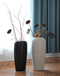 北欧美式简约现代家居酒店装饰品 黑色白色陶瓷落地花器花瓶摆件-淘宝网