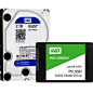 西部数据Western Digital 存储解决方案 ，蓝盘2TB HDD + Green系列120G SSD固态硬盘
