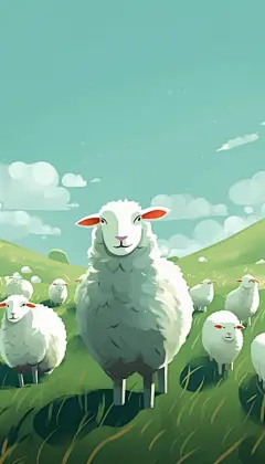 绿色生态草原小绵羊二十四节气立春动物插画