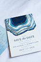 Blue geode inspired wedding invitation: Blue Geode Wedding at The Foundry New York