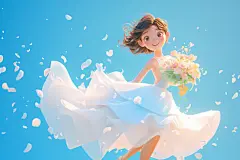 快乐的捧花活泼女孩