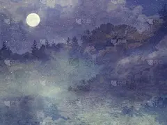 紫色,森林,秘密,大开版,水,天空,贺卡,夜晚,月亮