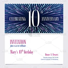 10 years anniversary invitation vector illustratio