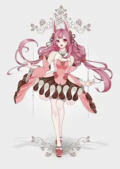 同人图 插画 壁纸 | 玫瑰花纸杯蛋糕娘 | 半次元-第一中文COS绘画小说社区