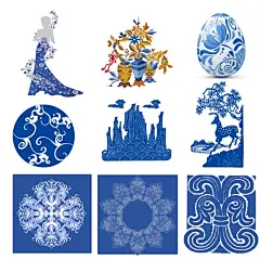 中国风青花瓷T恤印花图案设计矢量素材牡丹花纹-淘宝网