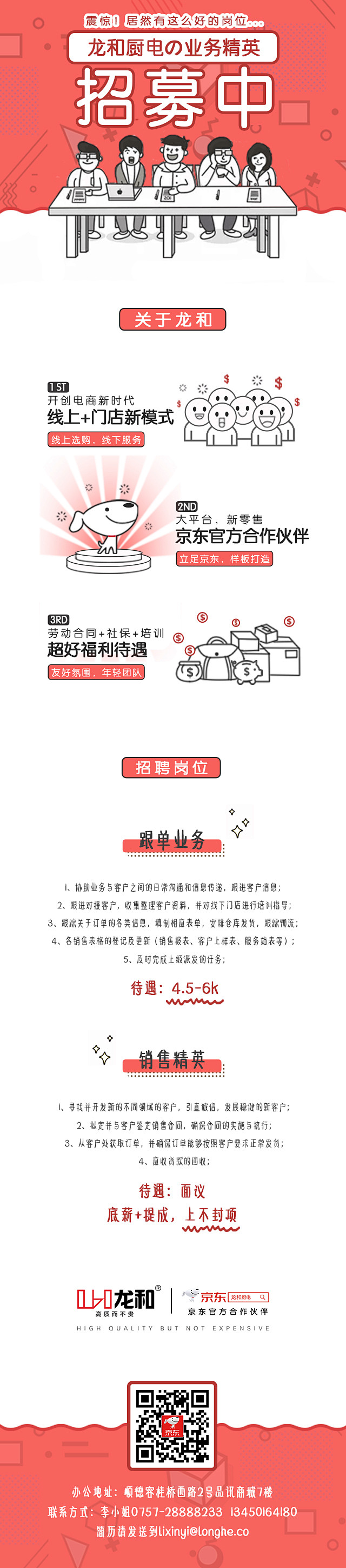 手绘漫画风招聘长图微信公众号发布