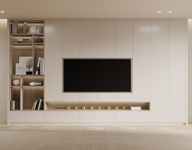 电视柜电视背景墙一体-室内设计-拓者设计...