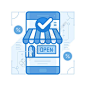 online-mobile-store line illustration