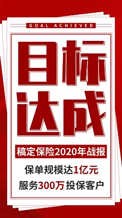 金融保险喜报表彰目标达成贺报海报