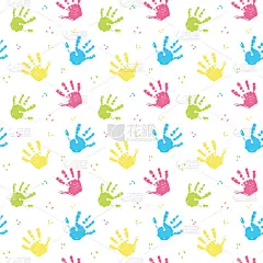 Hand stamp seamless pattern, paint stain backgroun
