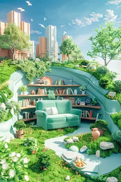 三维家居电商模型户外场景渲染