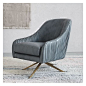 West Elm Roar + Rabbit Chair, Leather, Gray (White Glove Delivery) ($1,199) ❤ liked on Polyvore featuring home, furniture, chairs, accent chairs, west elm, grey chair, swivel chairs, grey leather chair and leather occasional chairs