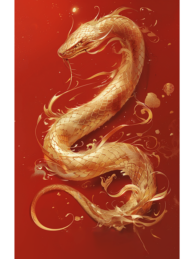 金蛇，金蛇贺岁，蛇年背景 - 逸宸设计工...
