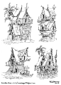 Huts and Houses, Riccardo Pagni : One thing I really like to draw are little huts and villages!
