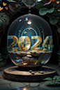 数字新年设计2024艺术字立体字模型图片