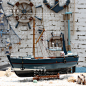 100%好评地中海风格家居全手工实木渔船船模工艺船-3色选全国包邮