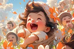 夏令营春游假期孩童郊游插画图片